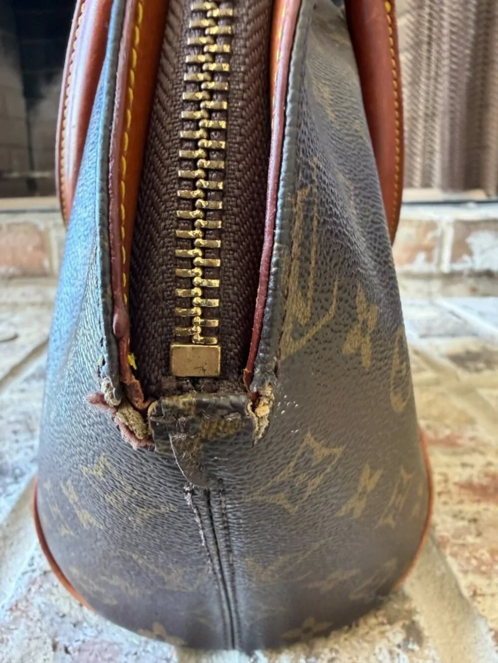 Louis vuitton ellipse bag MM vintage leather classic monogram print brown *read*